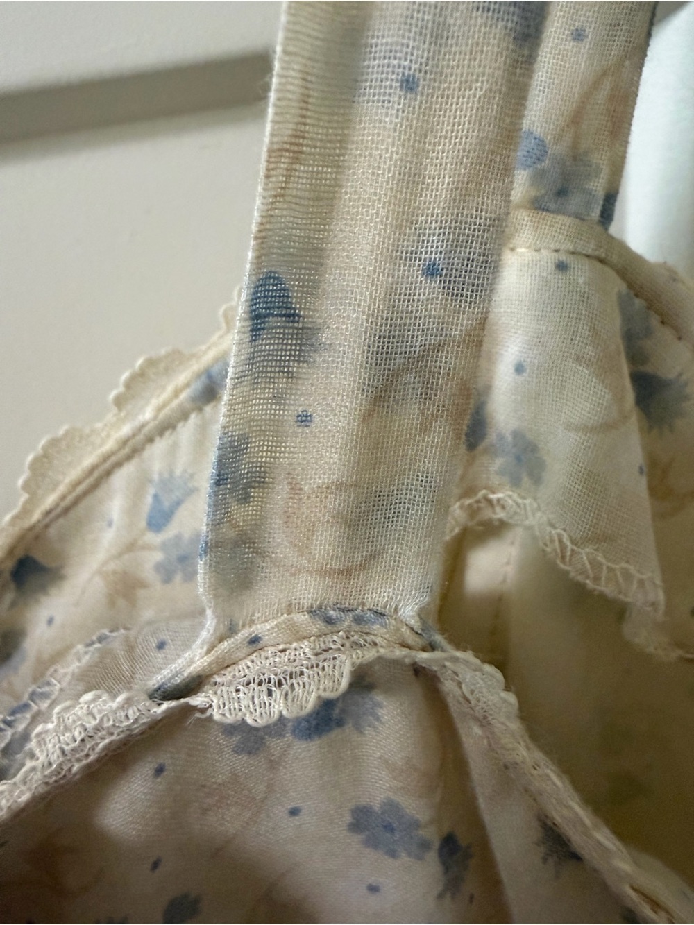 Gunne Sax Vintage Floral Tiered Maxi Sundress Lace Trim Boho Cream Beige Size 7 - Picture 6 of 14